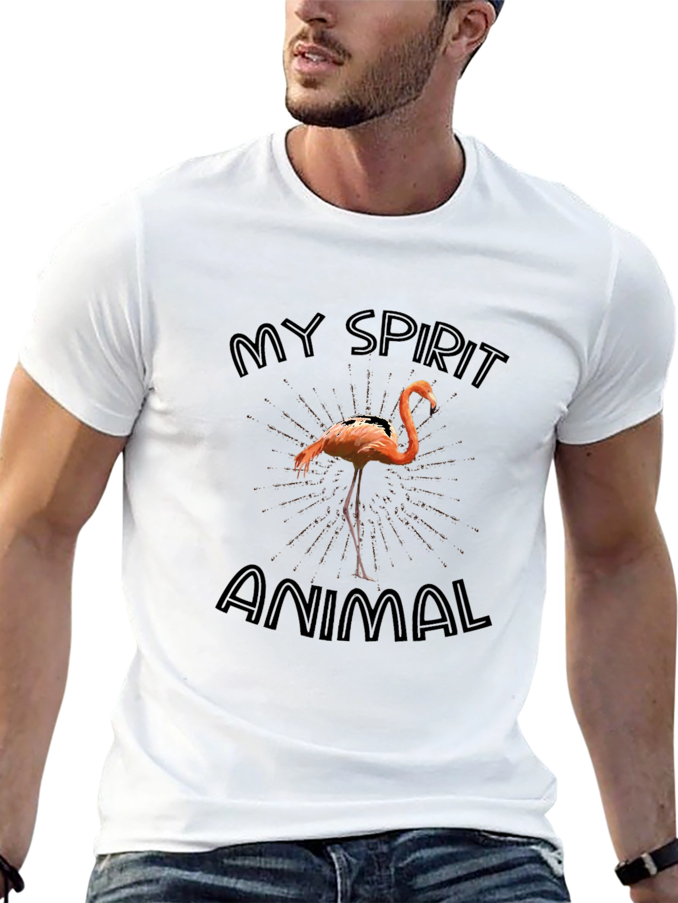 Flamingo Spirit Animal T-Shirt - Black Graphic Tee