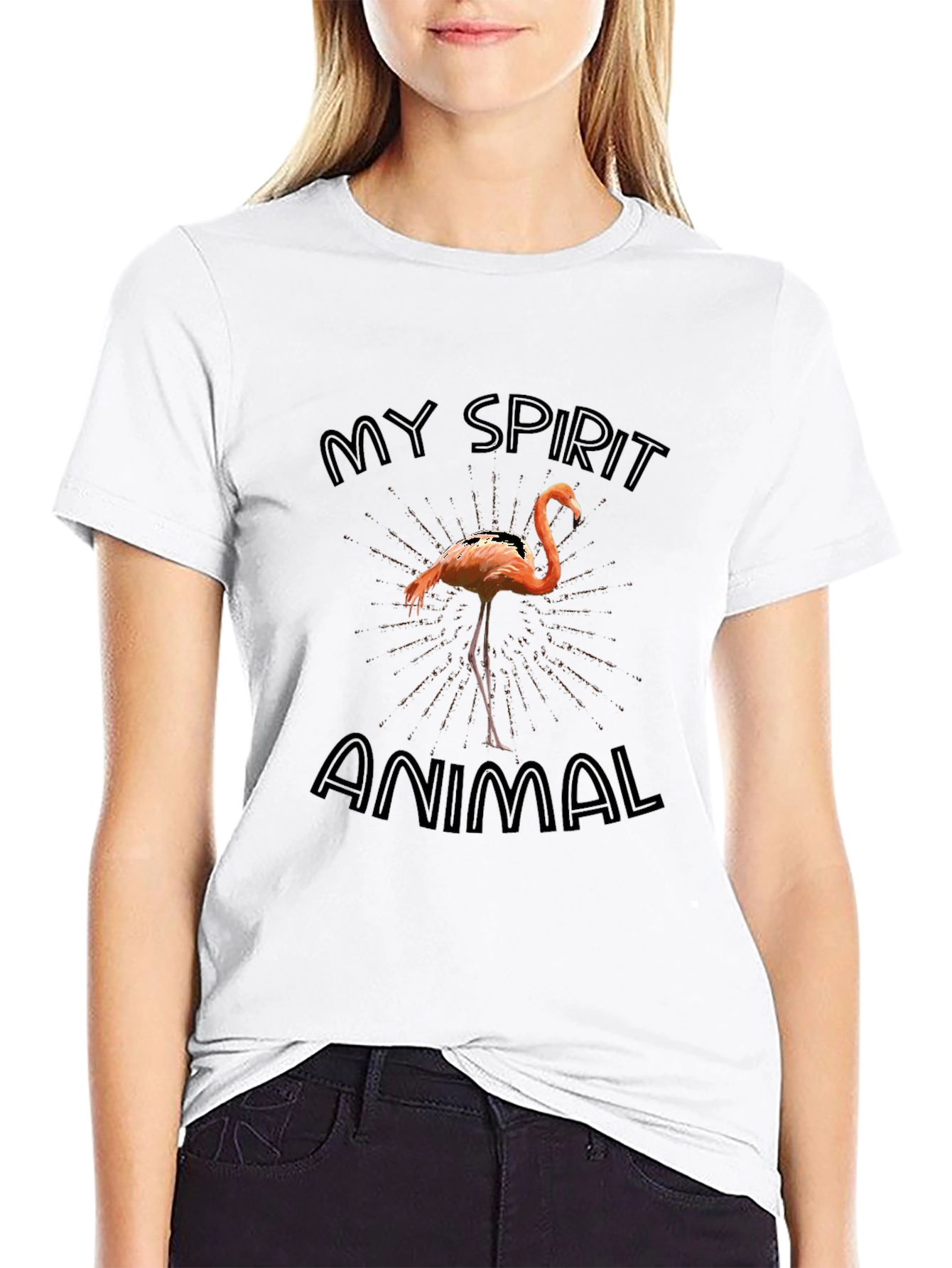 Flamingo Spirit Animal T-Shirt - Black Graphic Tee