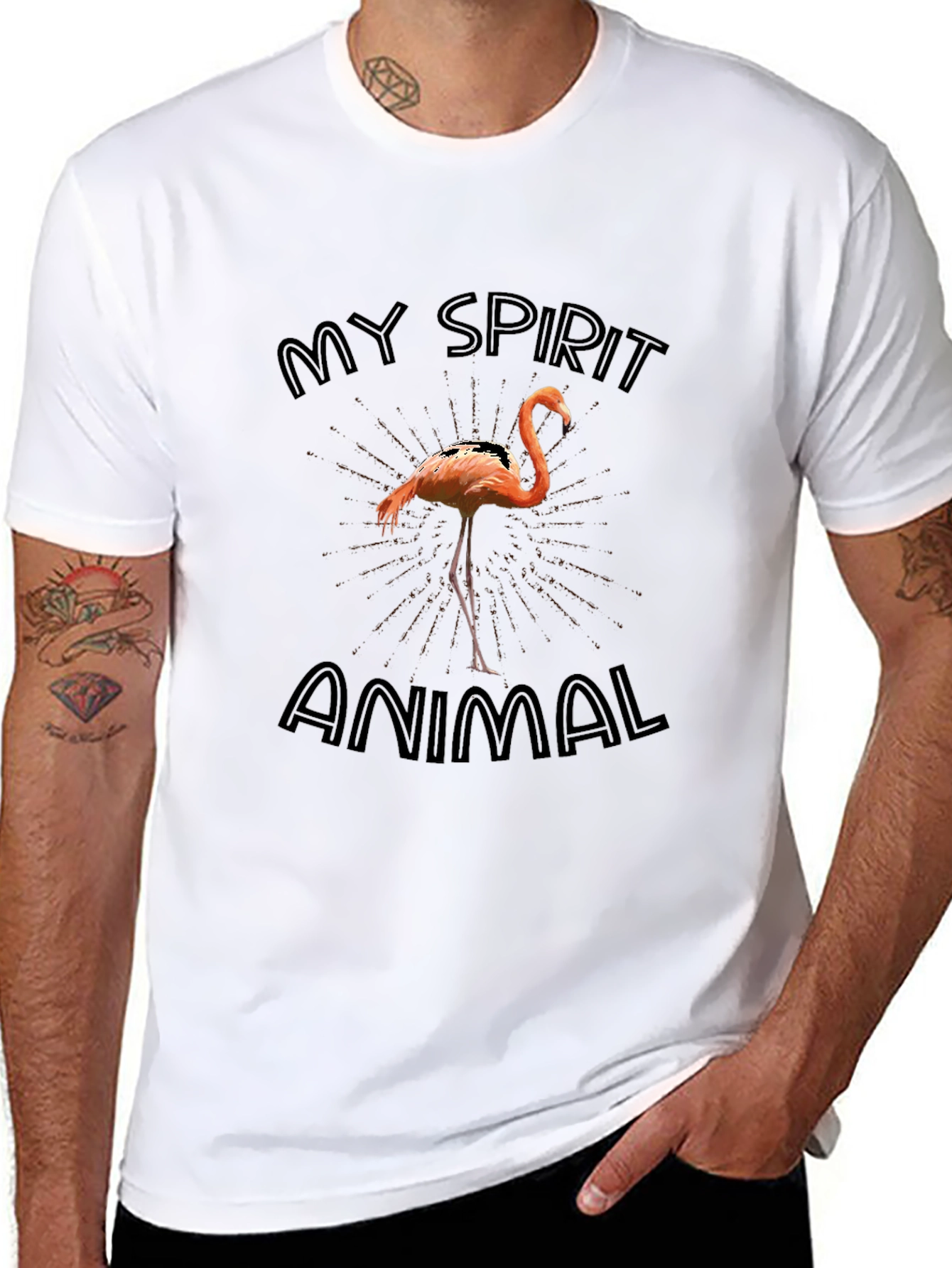 Flamingo Spirit Animal T-Shirt - Black Graphic Tee