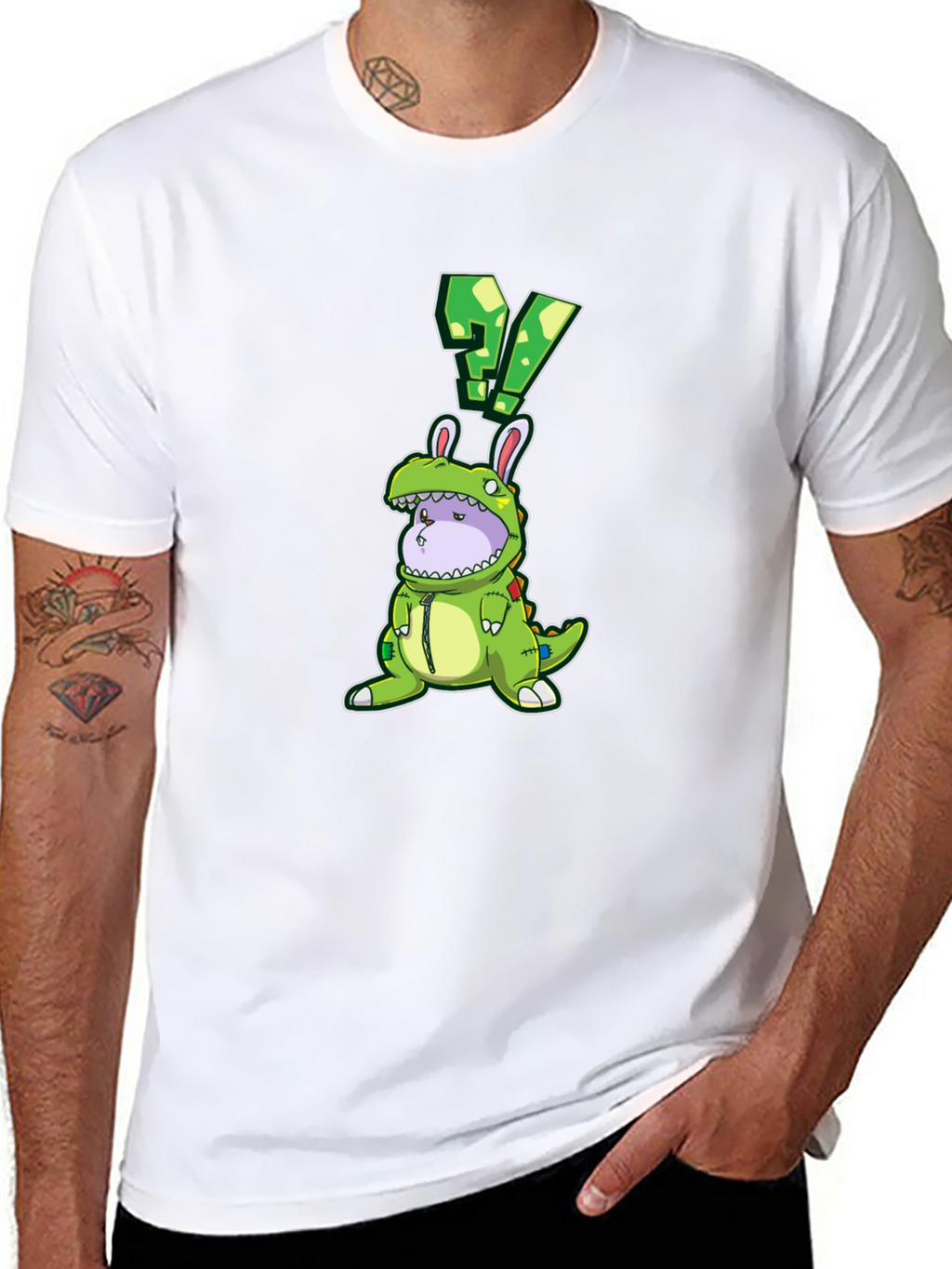 Dino Bunny Costume Graphic Tee - Quirky Novelty Design