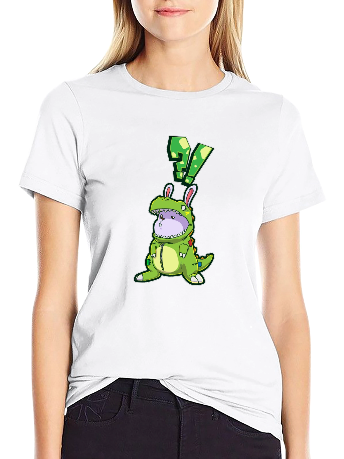 Dino Bunny Costume Graphic Tee - Quirky Novelty Design