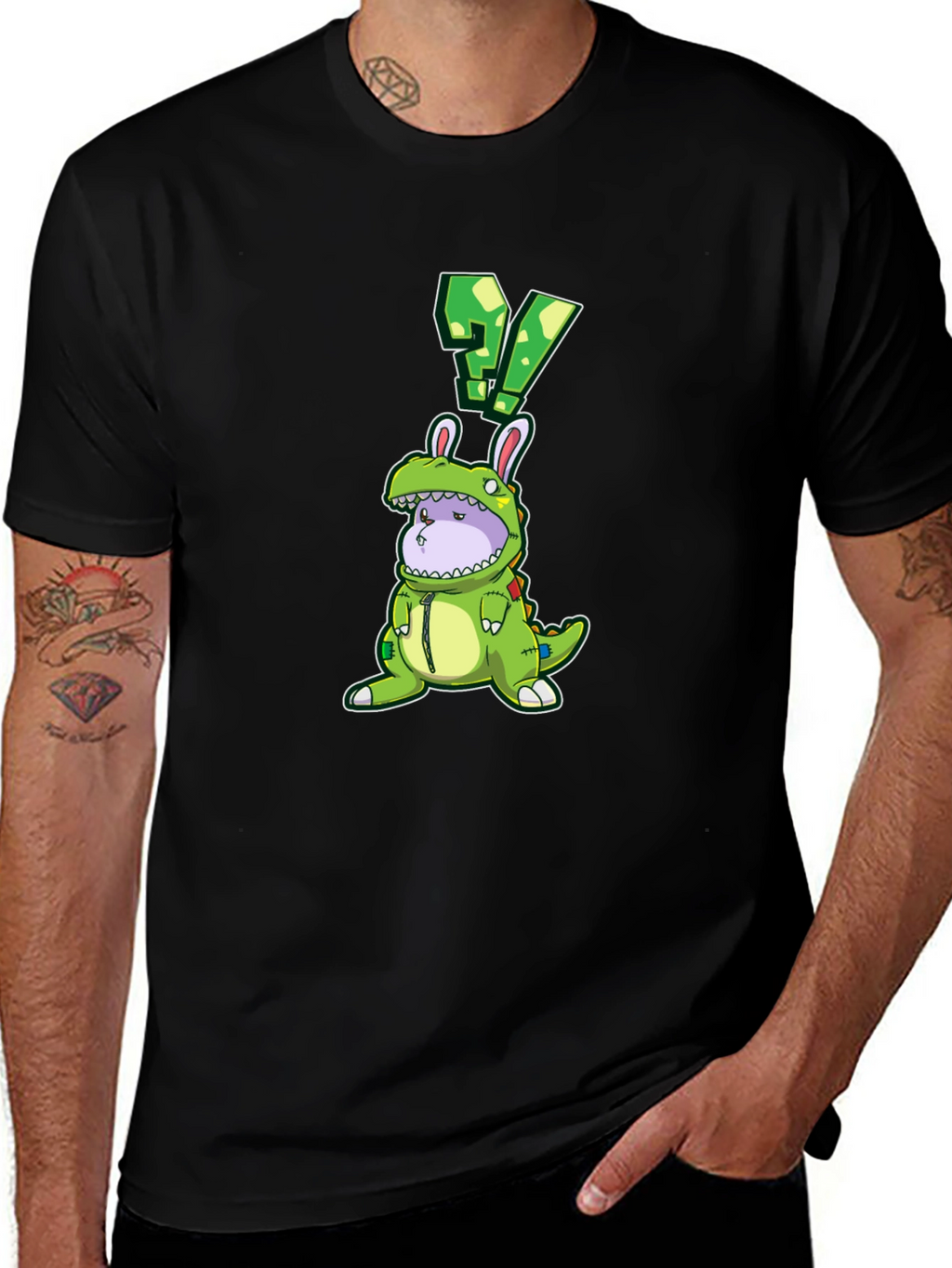 Dino Bunny Costume Graphic Tee - Quirky Novelty Design