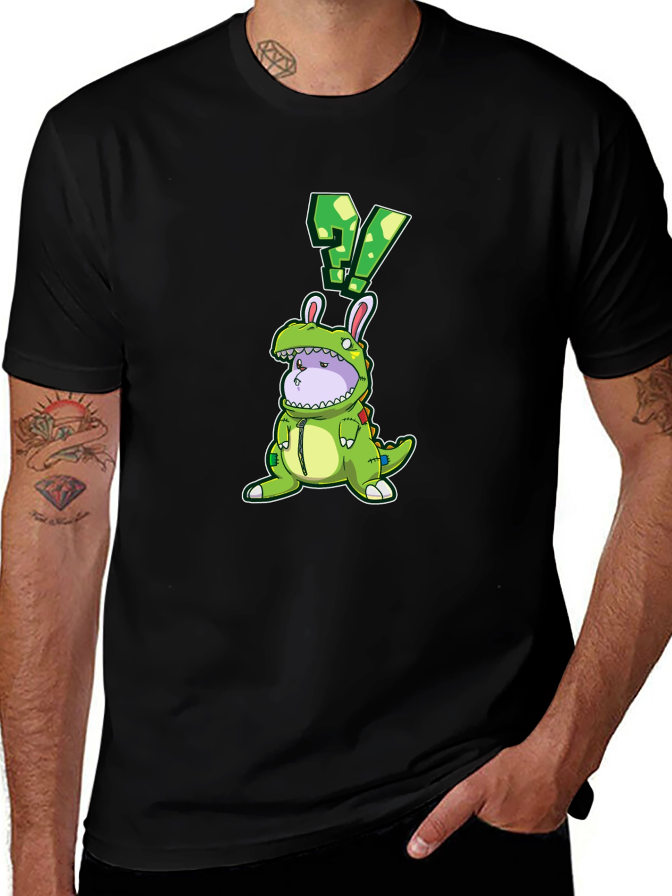 Dino Bunny Costume Graphic Tee - Quirky Novelty Design