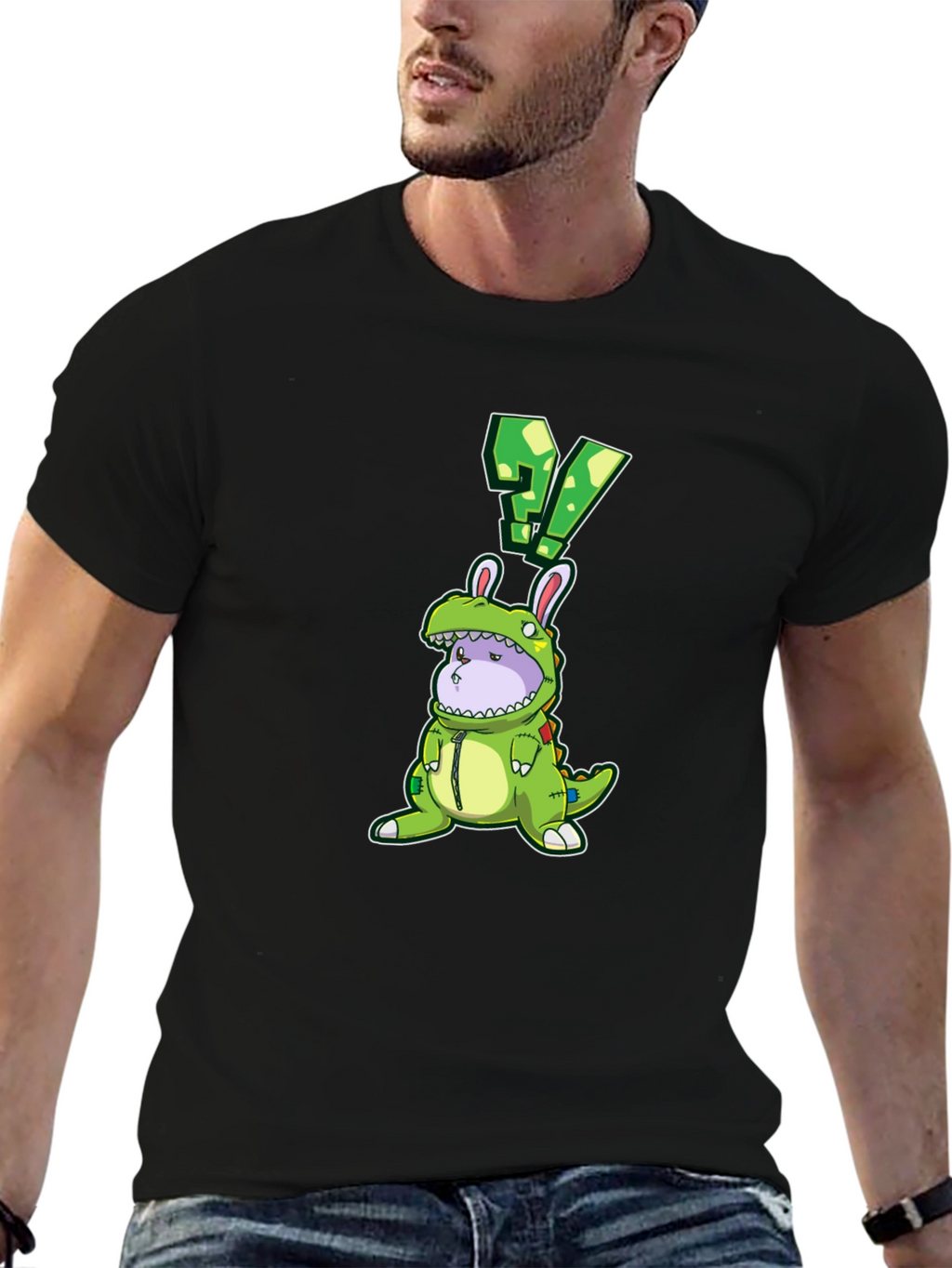 Dino Bunny Costume Graphic Tee - Quirky Novelty Design