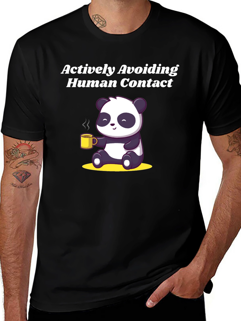 Actively Avoiding Human Contact Panda T-Shirt