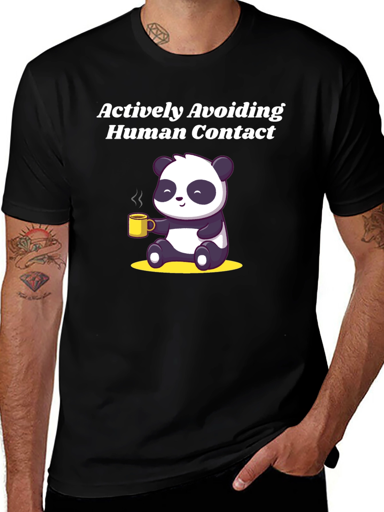 Actively Avoiding Human Contact Panda T-Shirt