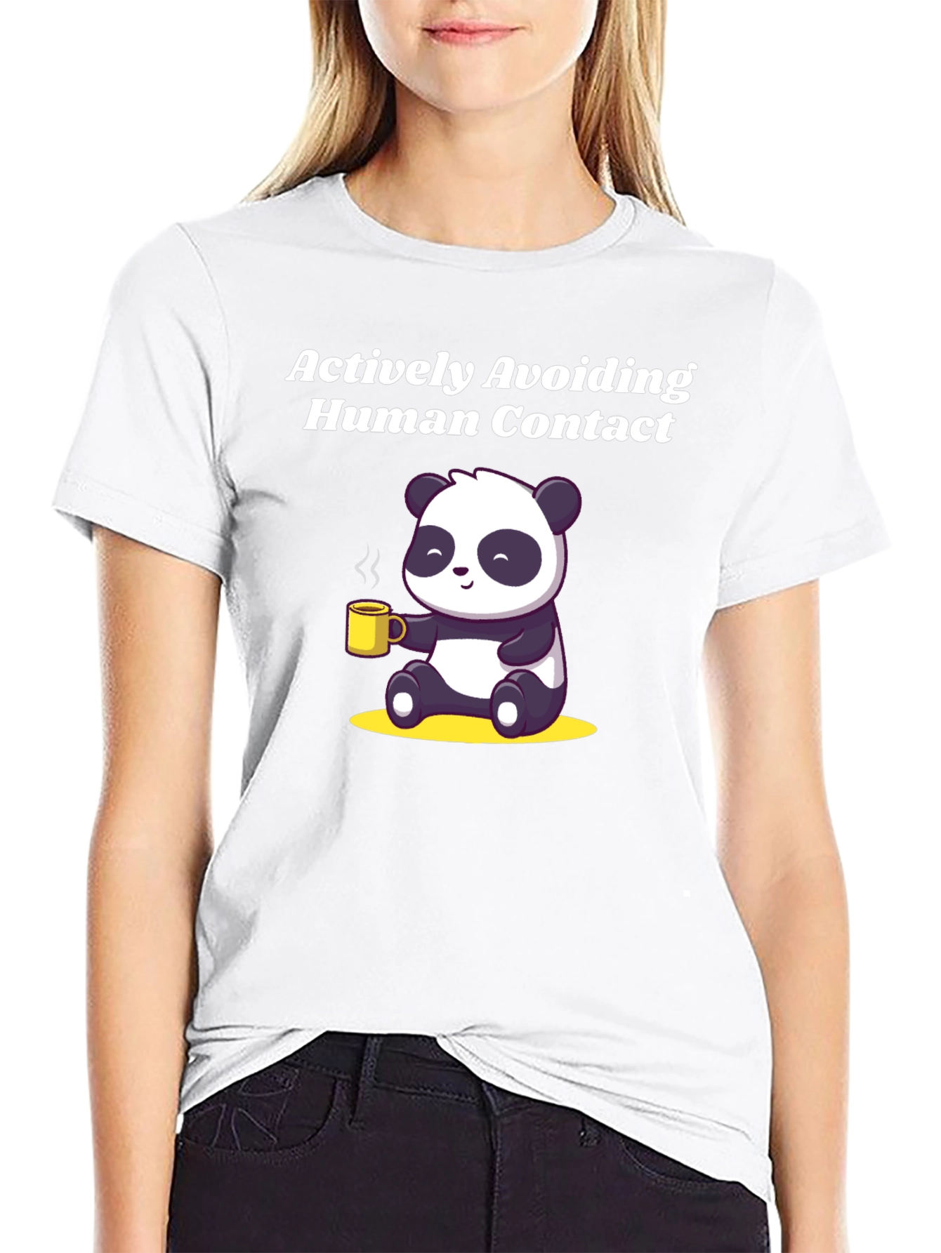 Actively Avoiding Human Contact Panda T-Shirt
