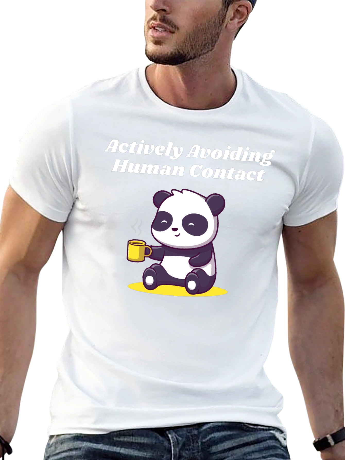 Actively Avoiding Human Contact Panda T-Shirt