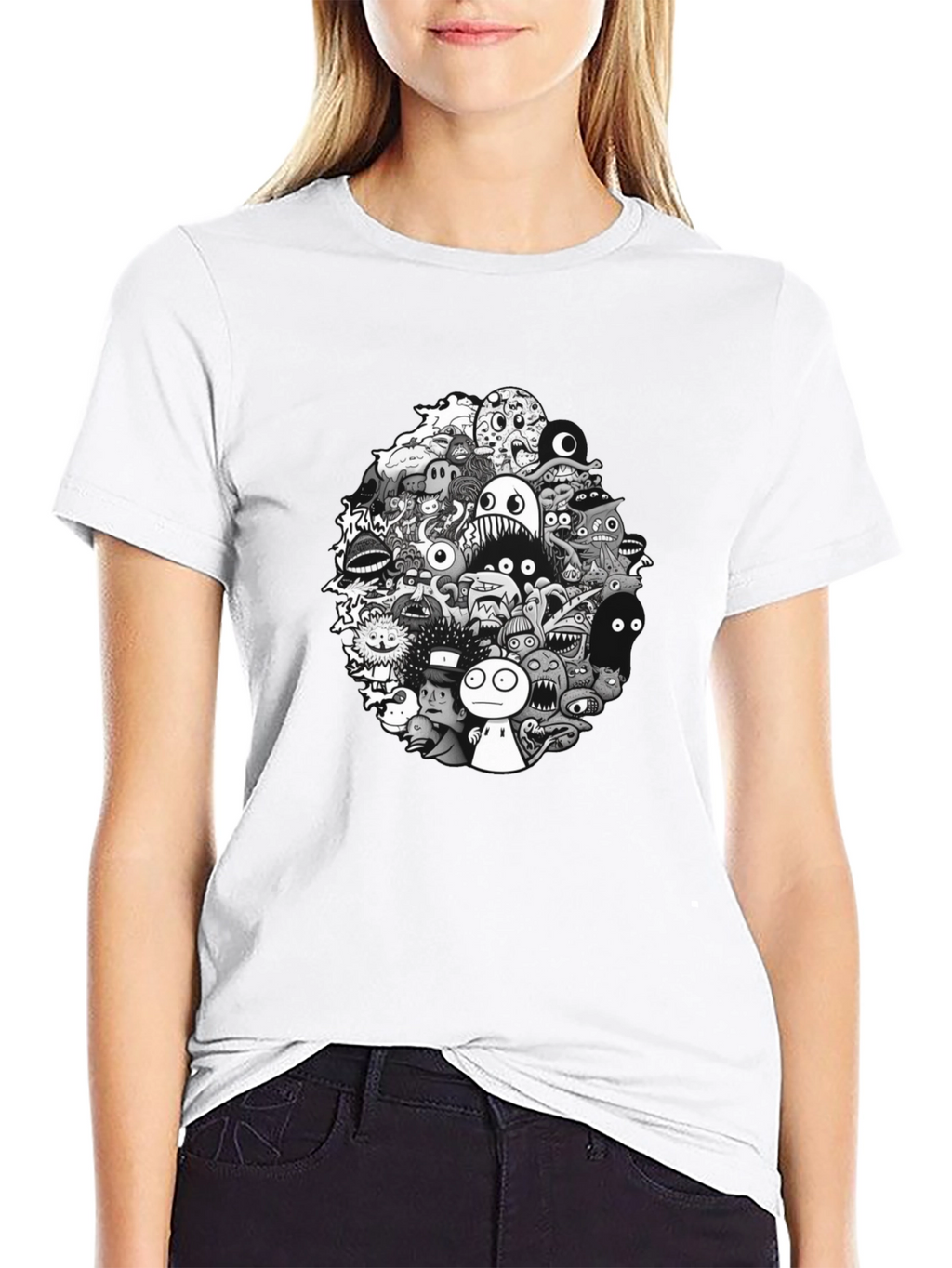 Monster Doodle Graphic Tee - Mens Black T-Shirt