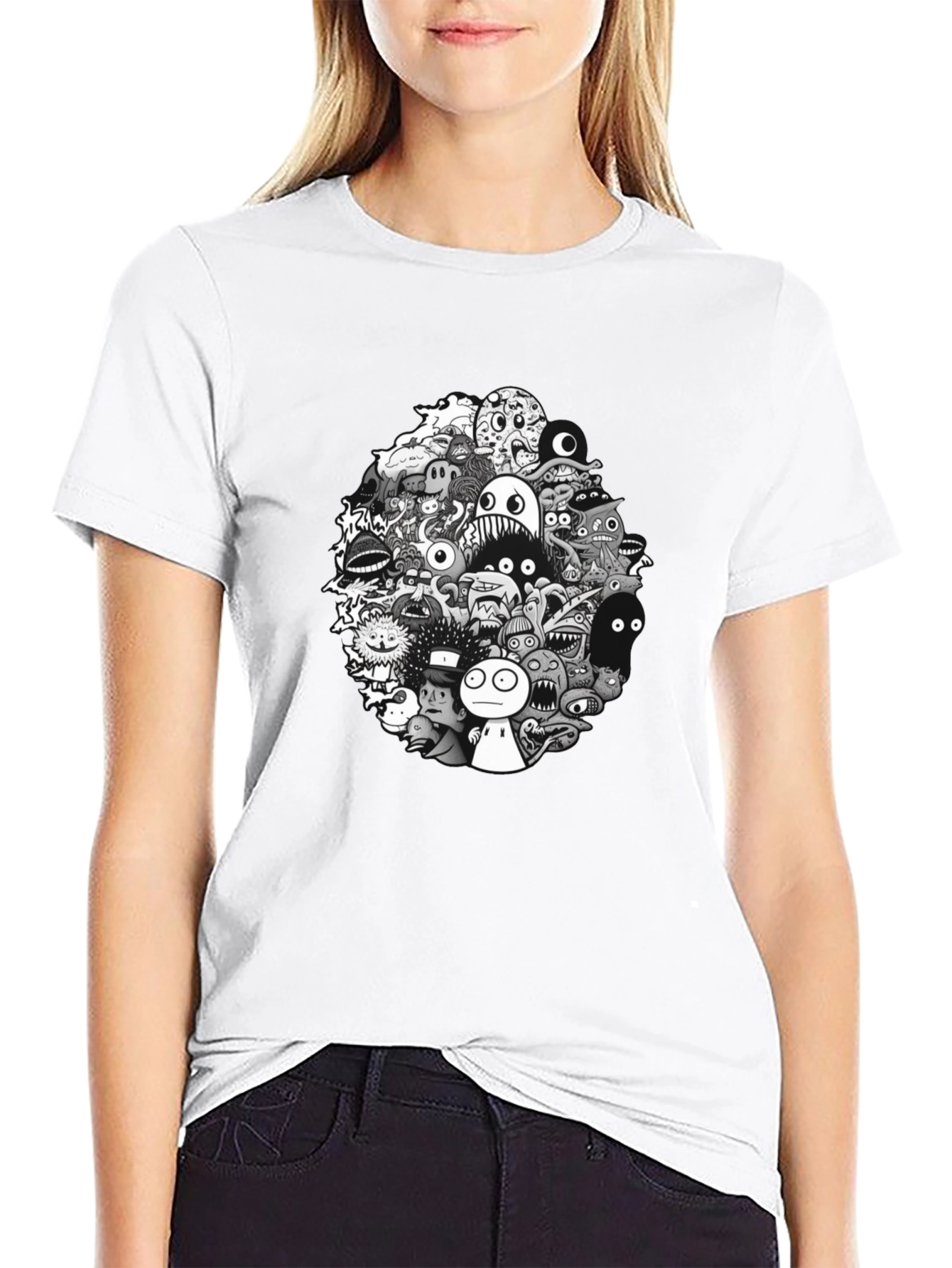Monster Doodle Graphic Tee - Mens Black T-Shirt