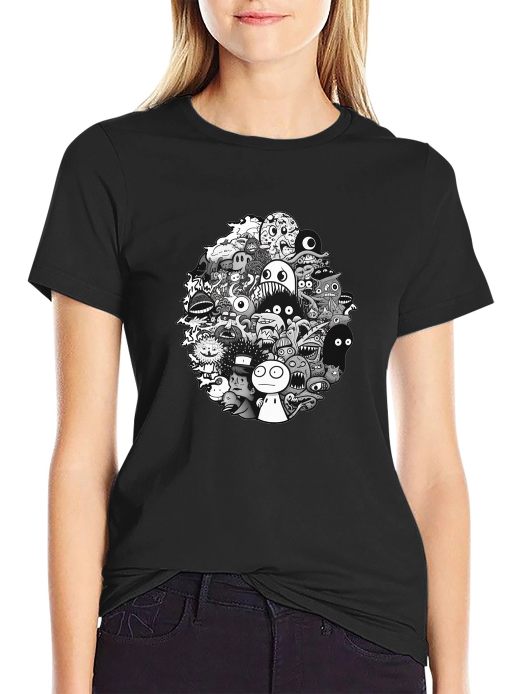 Monster Doodle Graphic Tee - Mens Black T-Shirt