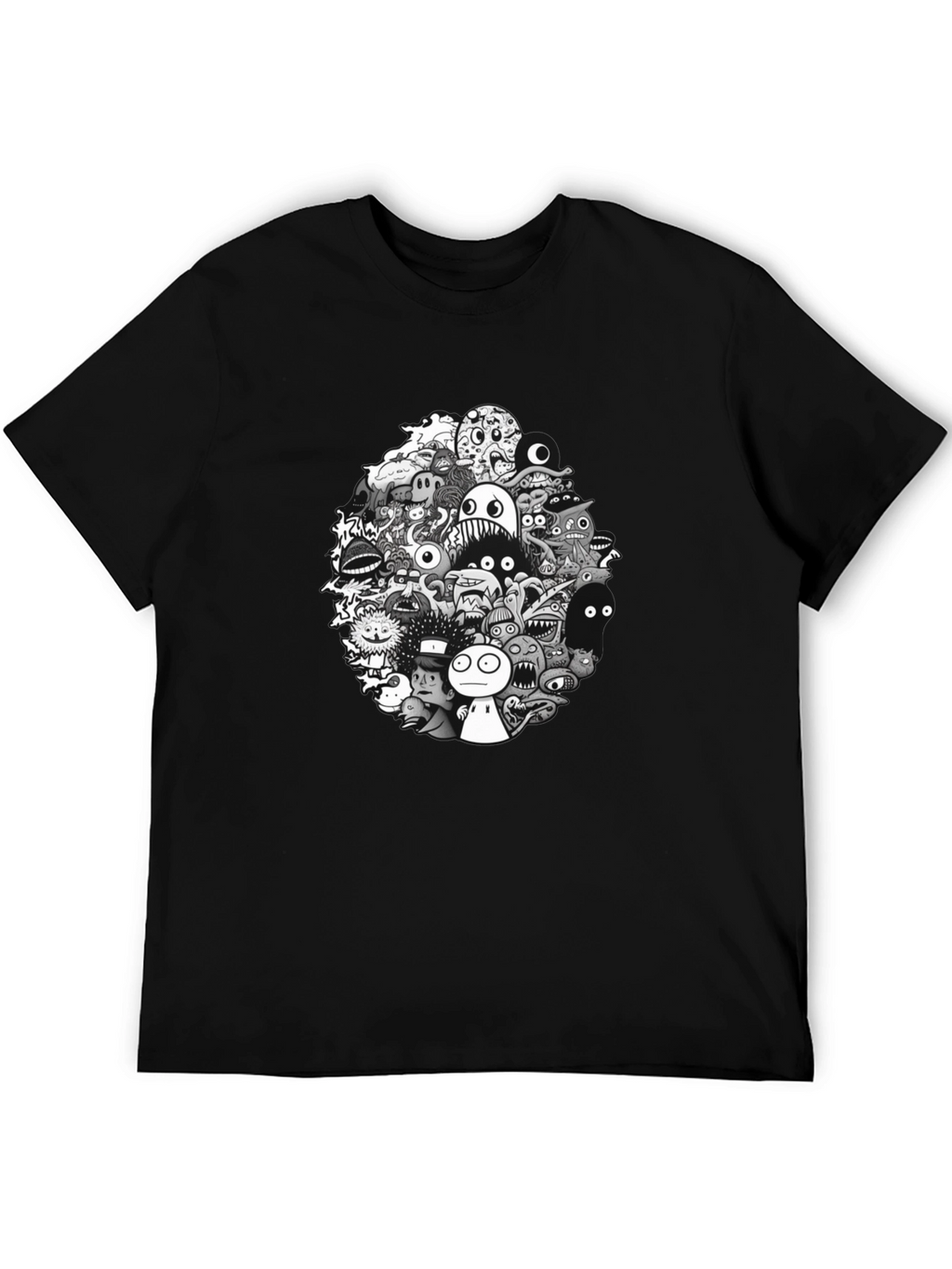 Monster Doodle Graphic Tee - Mens Black T-Shirt