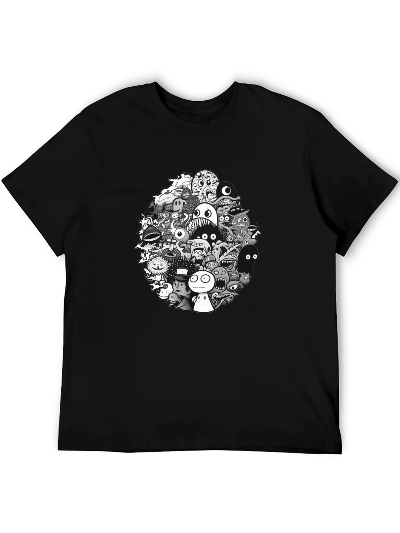 Monster Doodle Graphic Tee - Mens Black T-Shirt