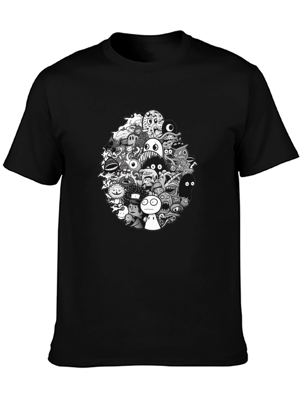 Monster Doodle Graphic Tee - Mens Black T-Shirt
