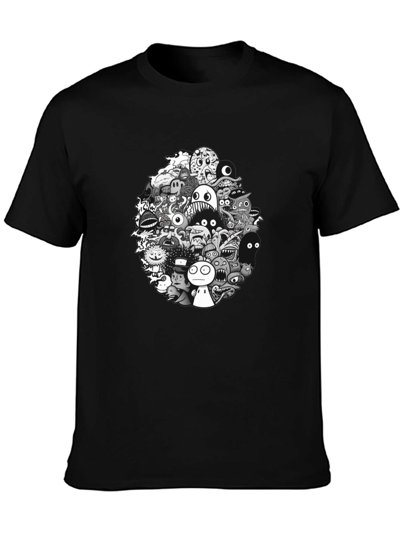 Monster Doodle Graphic Tee - Mens Black T-Shirt