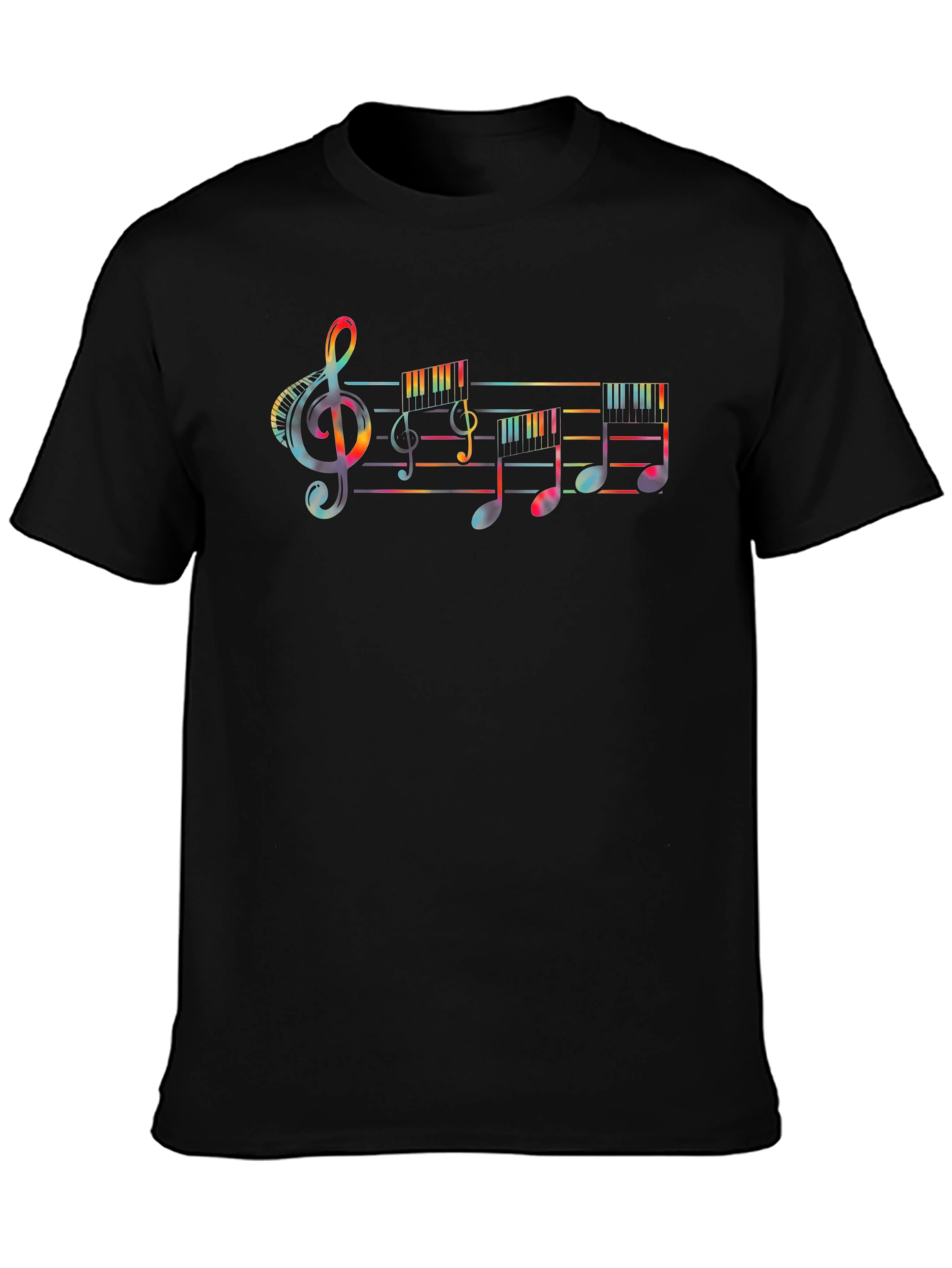 Colorful Music Notes Graphic T-Shirt