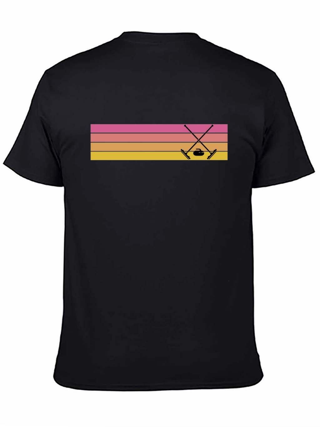 Retro Curling T-Shirt Sunset Design