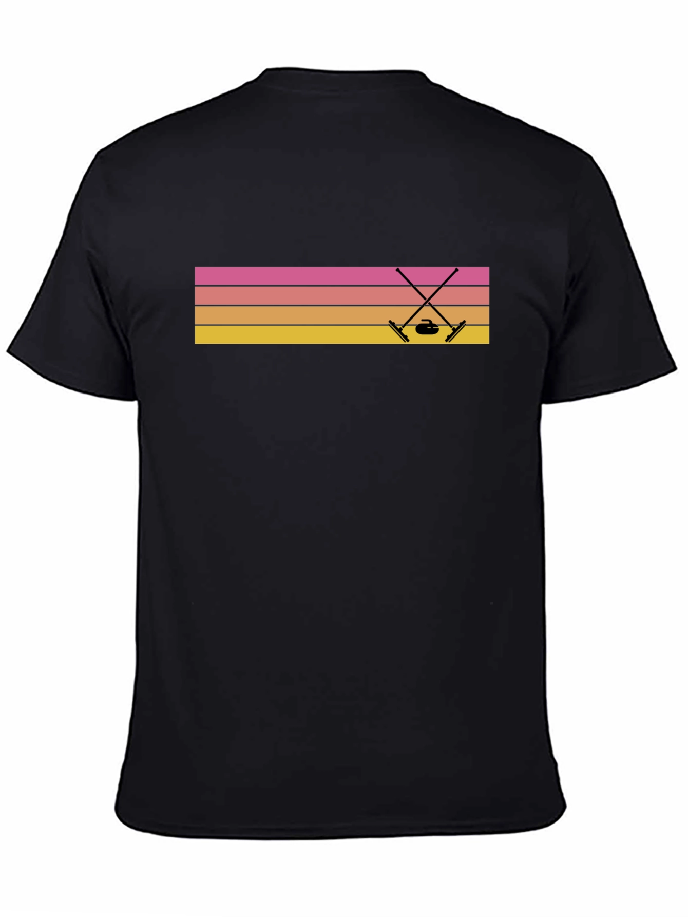 Retro Curling T-Shirt Sunset Design