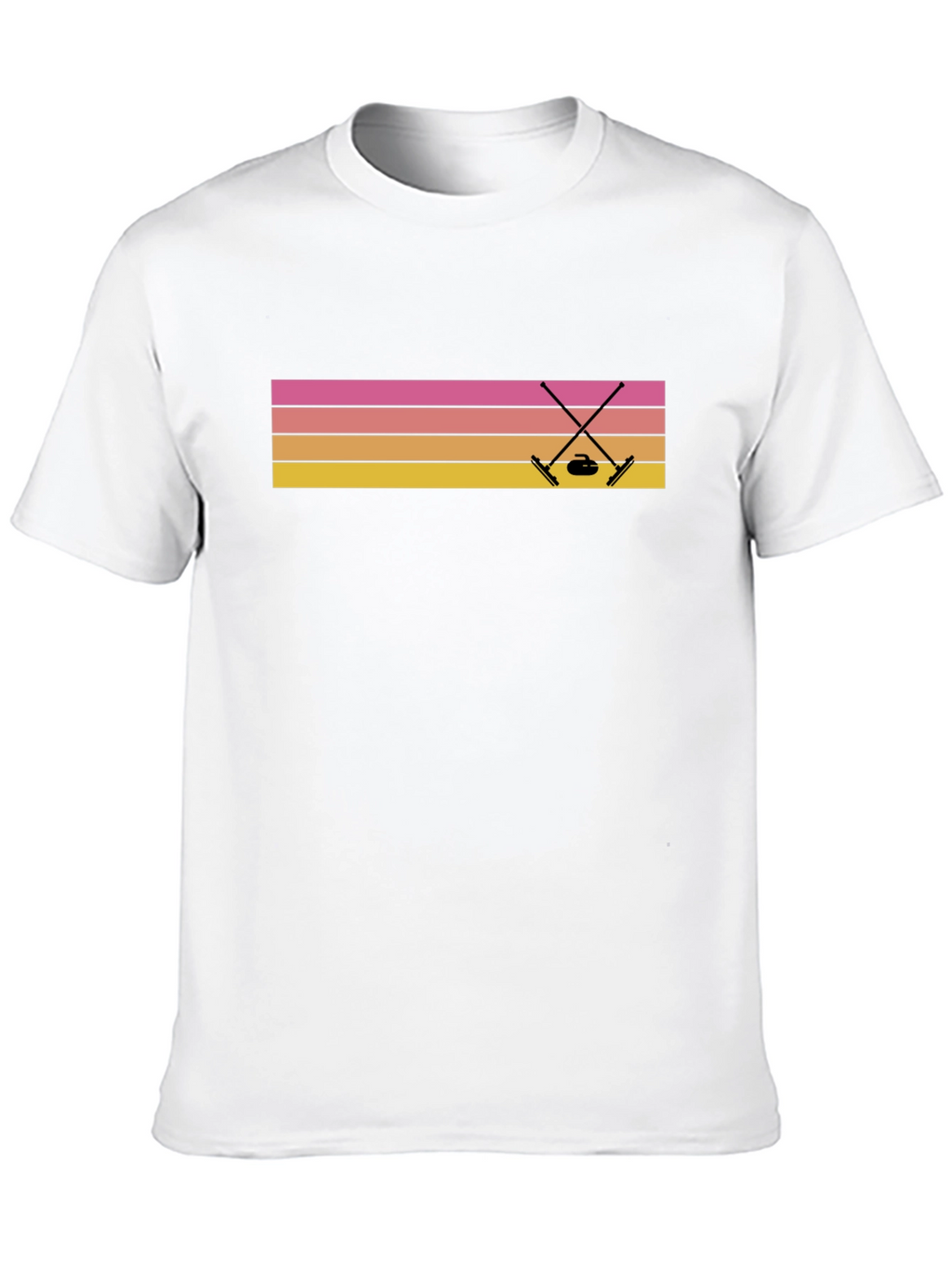 Retro Curling T-Shirt Sunset Design