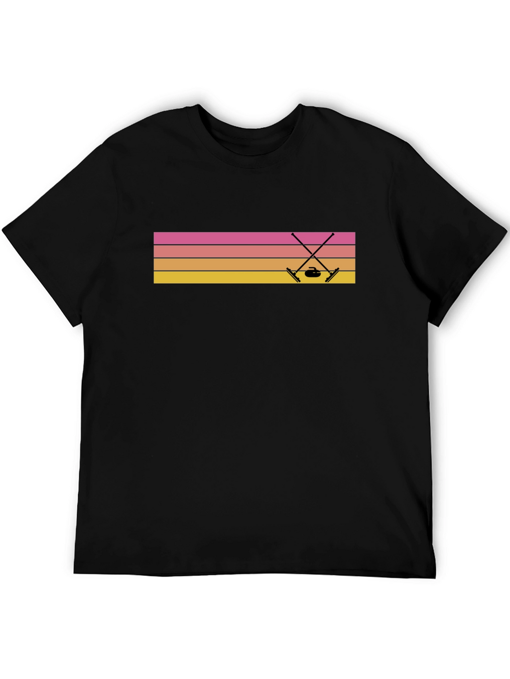 Retro Curling T-Shirt Sunset Design