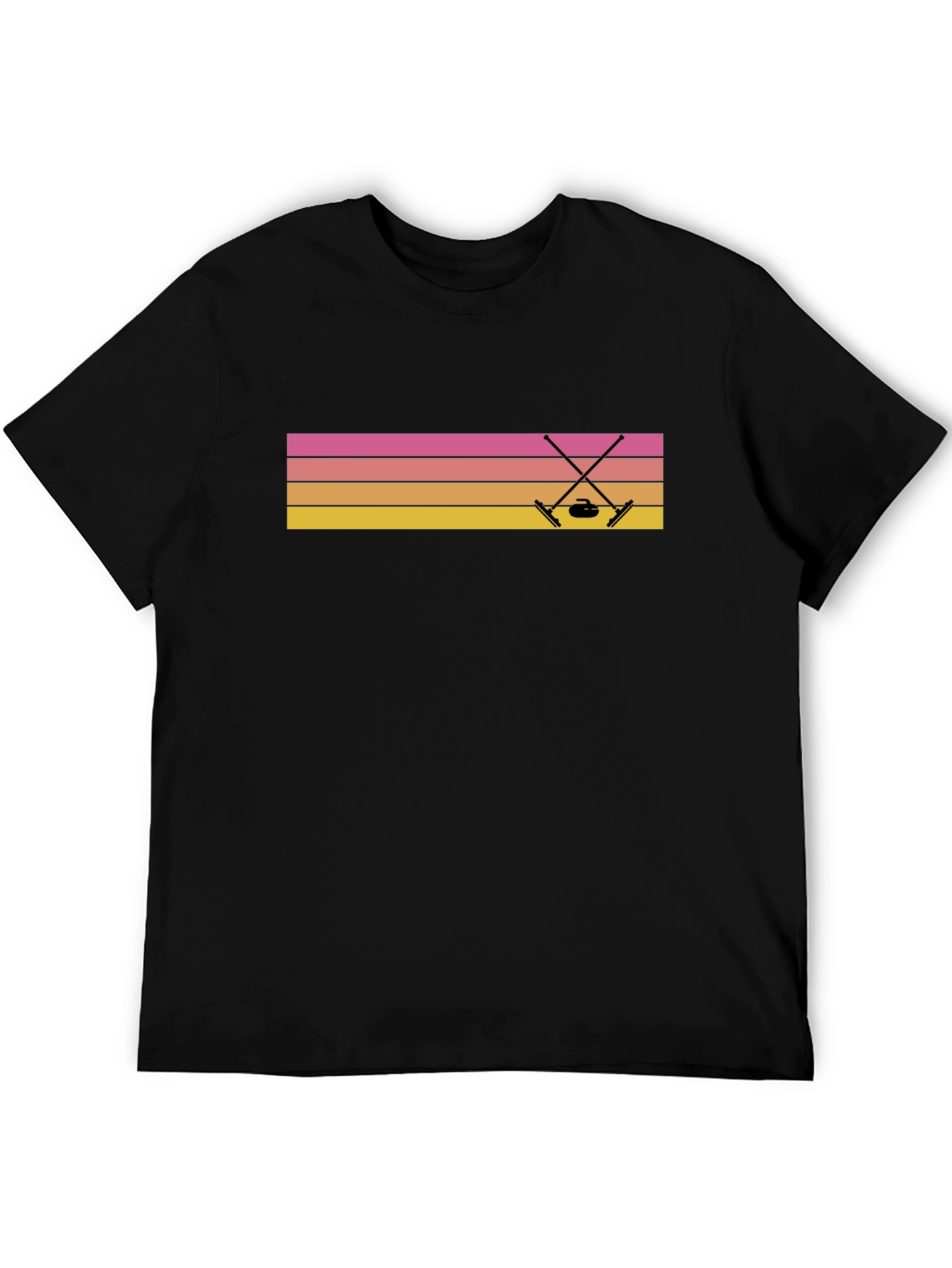 Retro Curling T-Shirt Sunset Design