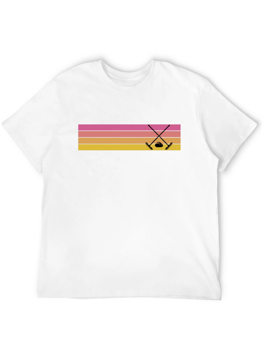 Retro Curling T-Shirt Sunset Design