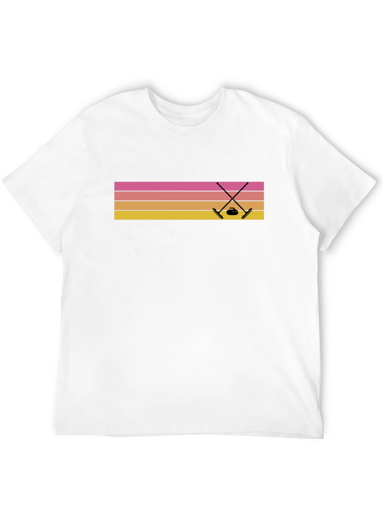 Retro Curling T-Shirt Sunset Design