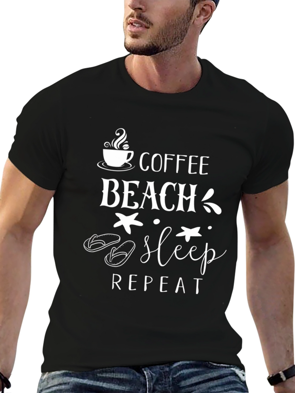 Coffee Beach Sleep Repeat Graphic Tee