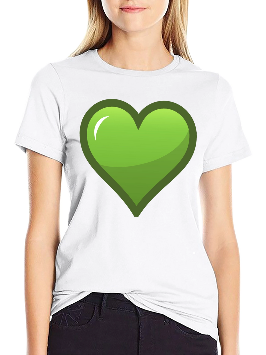Green Heart Graphic Black T-Shirt