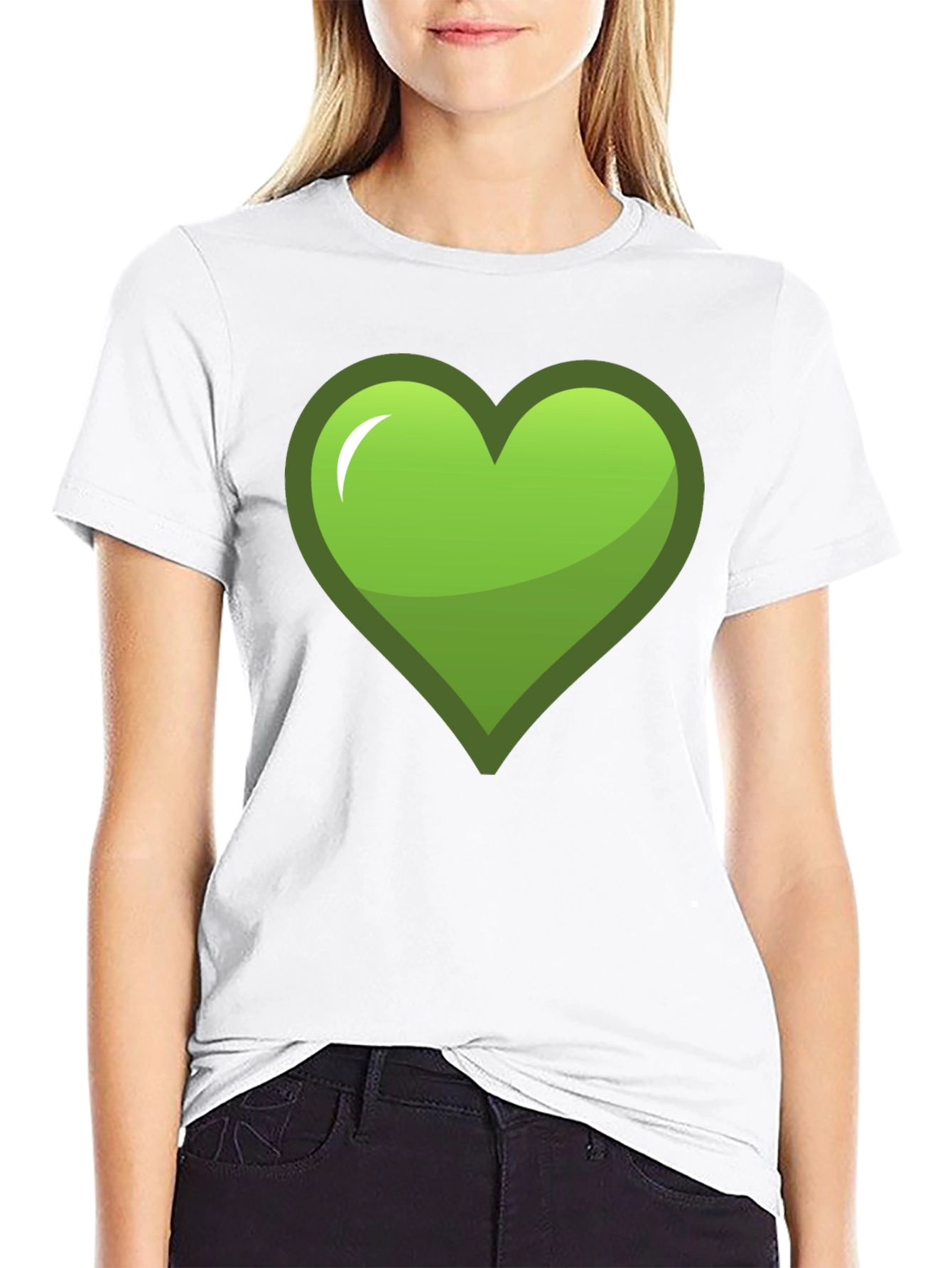 Green Heart Graphic Black T-Shirt