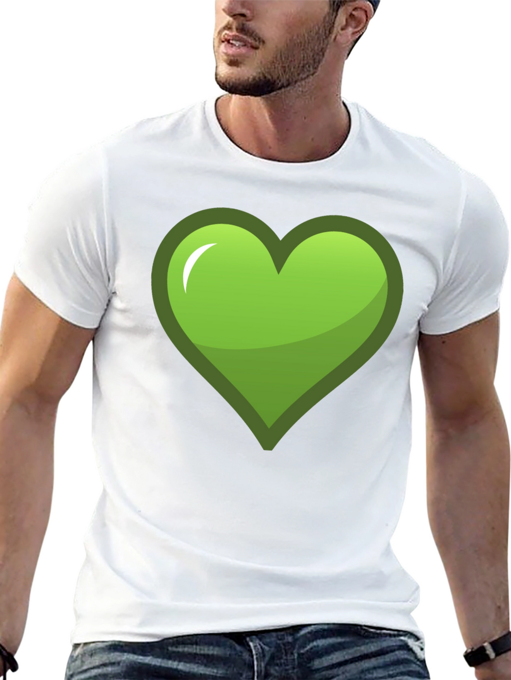 Green Heart Graphic Black T-Shirt