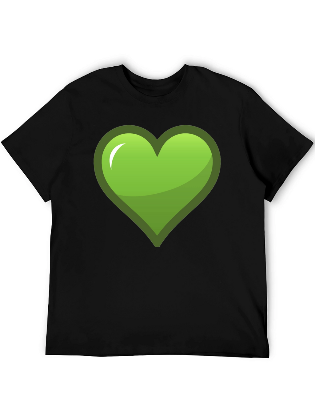 Green Heart Graphic Black T-Shirt