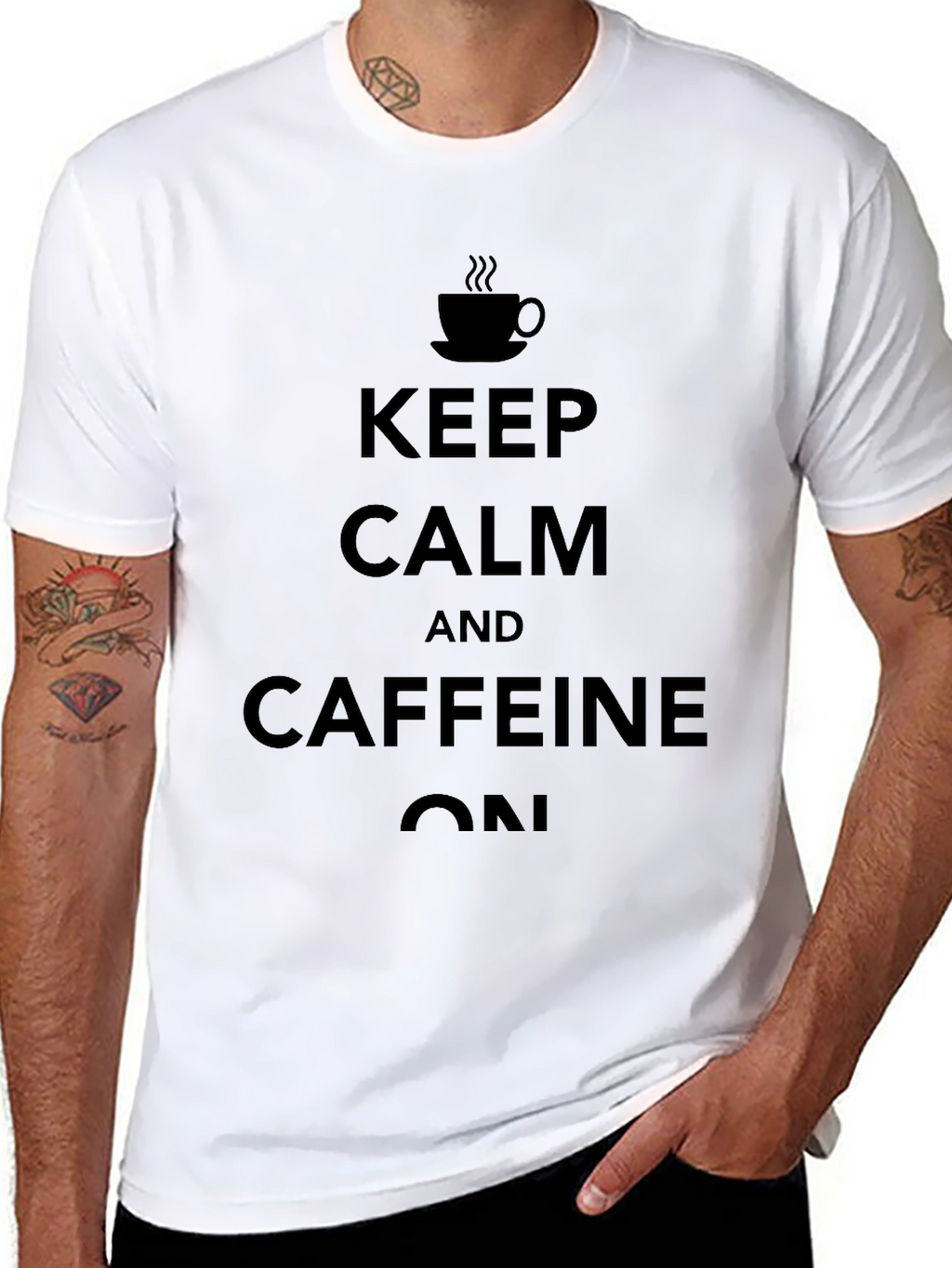 Keep Calm Caffeine On Black Graphic Tee