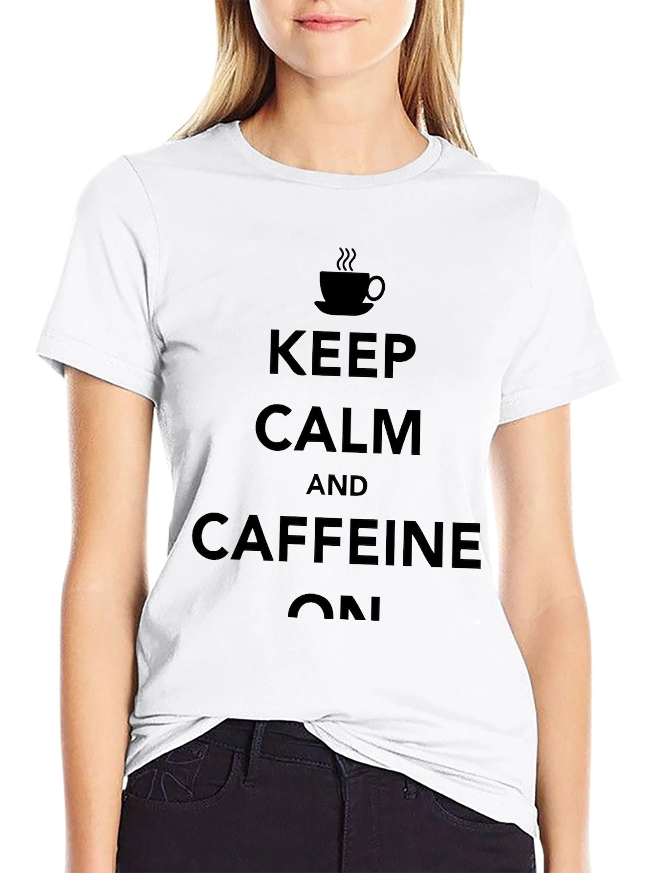 Keep Calm Caffeine On Black Graphic Tee