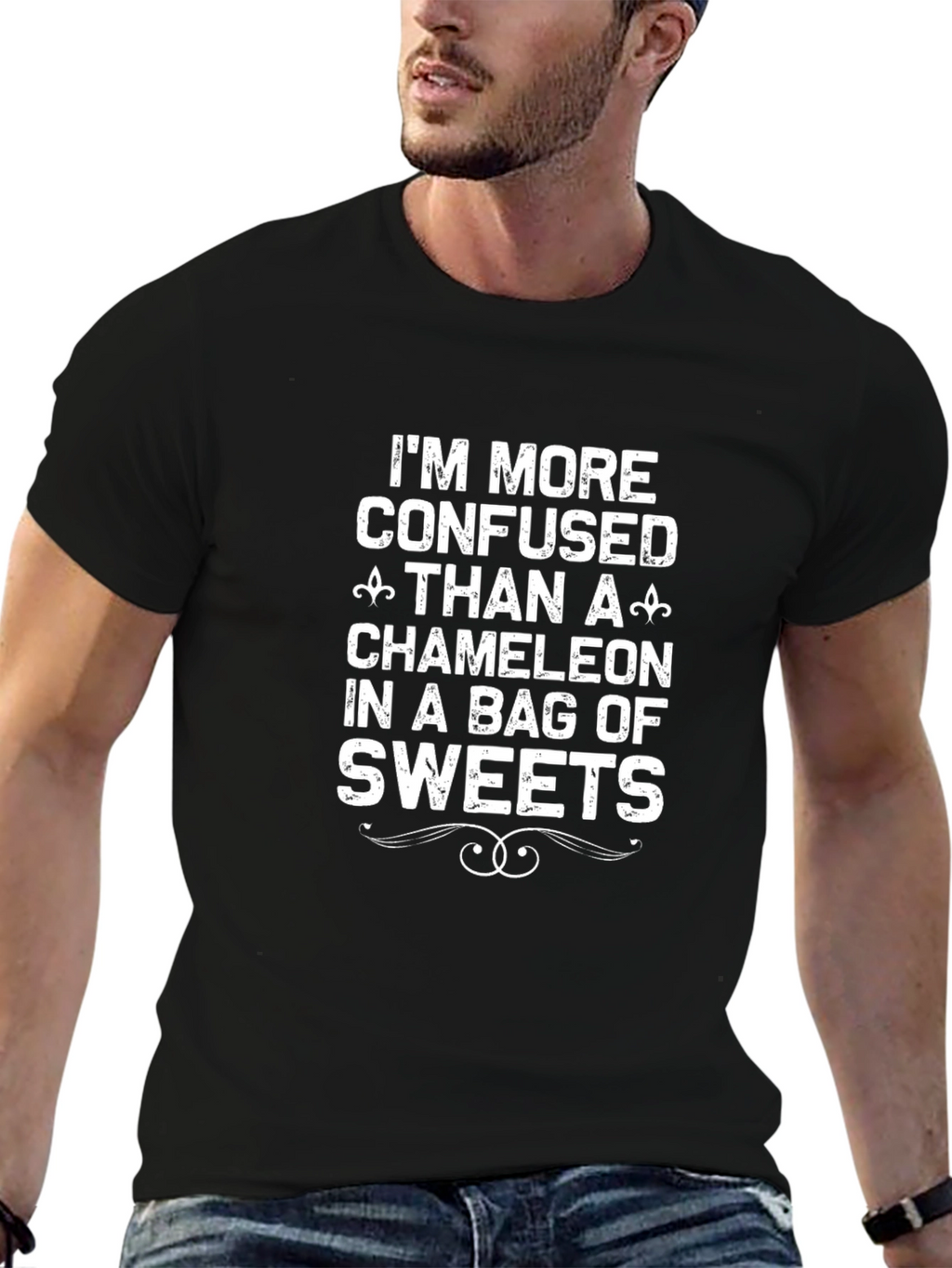 Confused Chameleon Graphic Tee - Funny Novelty Shirt