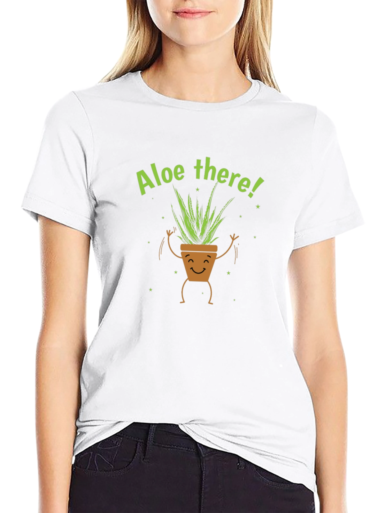Aloe There Plant Graphic Tee - Black Cotton T-Shirt