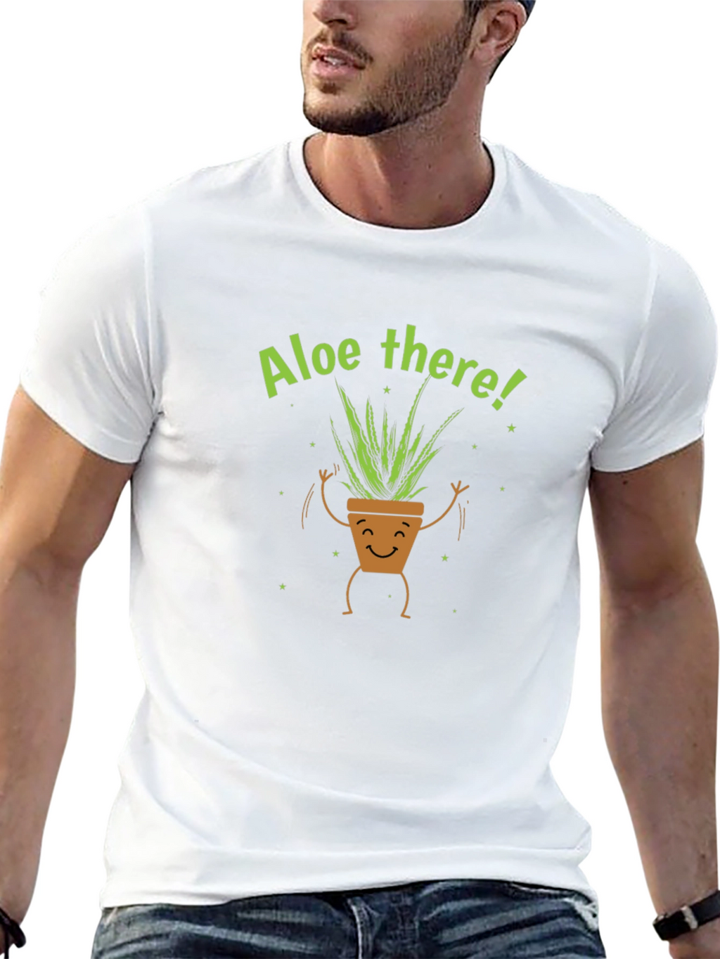 Aloe There Plant Graphic Tee - Black Cotton T-Shirt