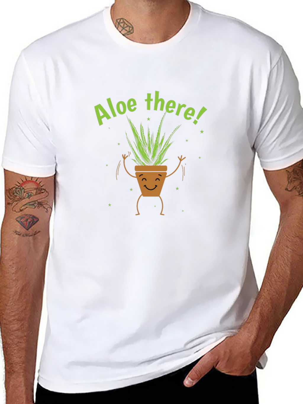 Aloe There Plant Graphic Tee - Black Cotton T-Shirt