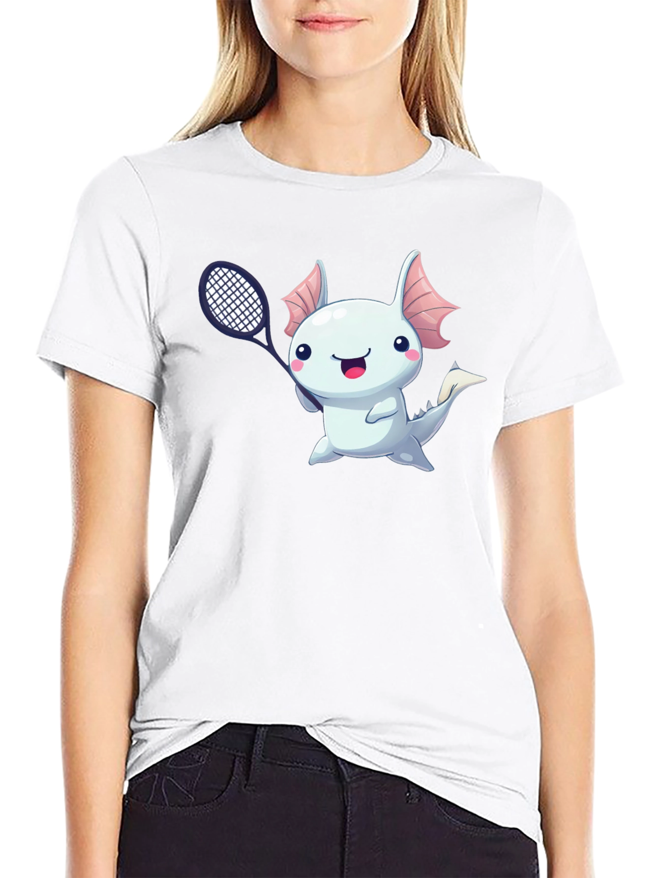 Axolotl Tennis Player Graphic T-Shirt