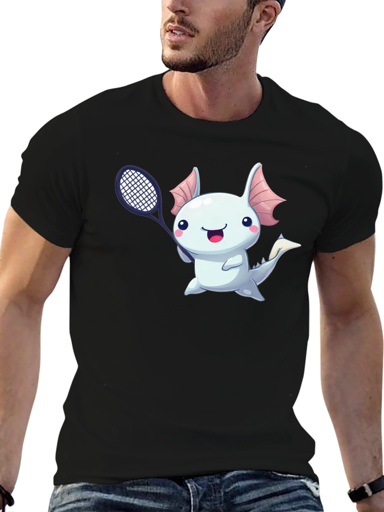 Axolotl Tennis Player Graphic T-Shirt