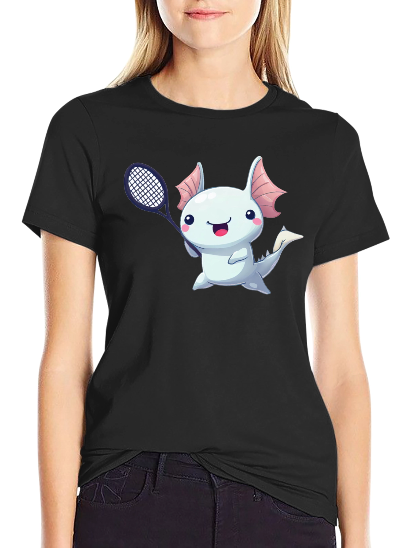 Axolotl Tennis Player Graphic T-Shirt