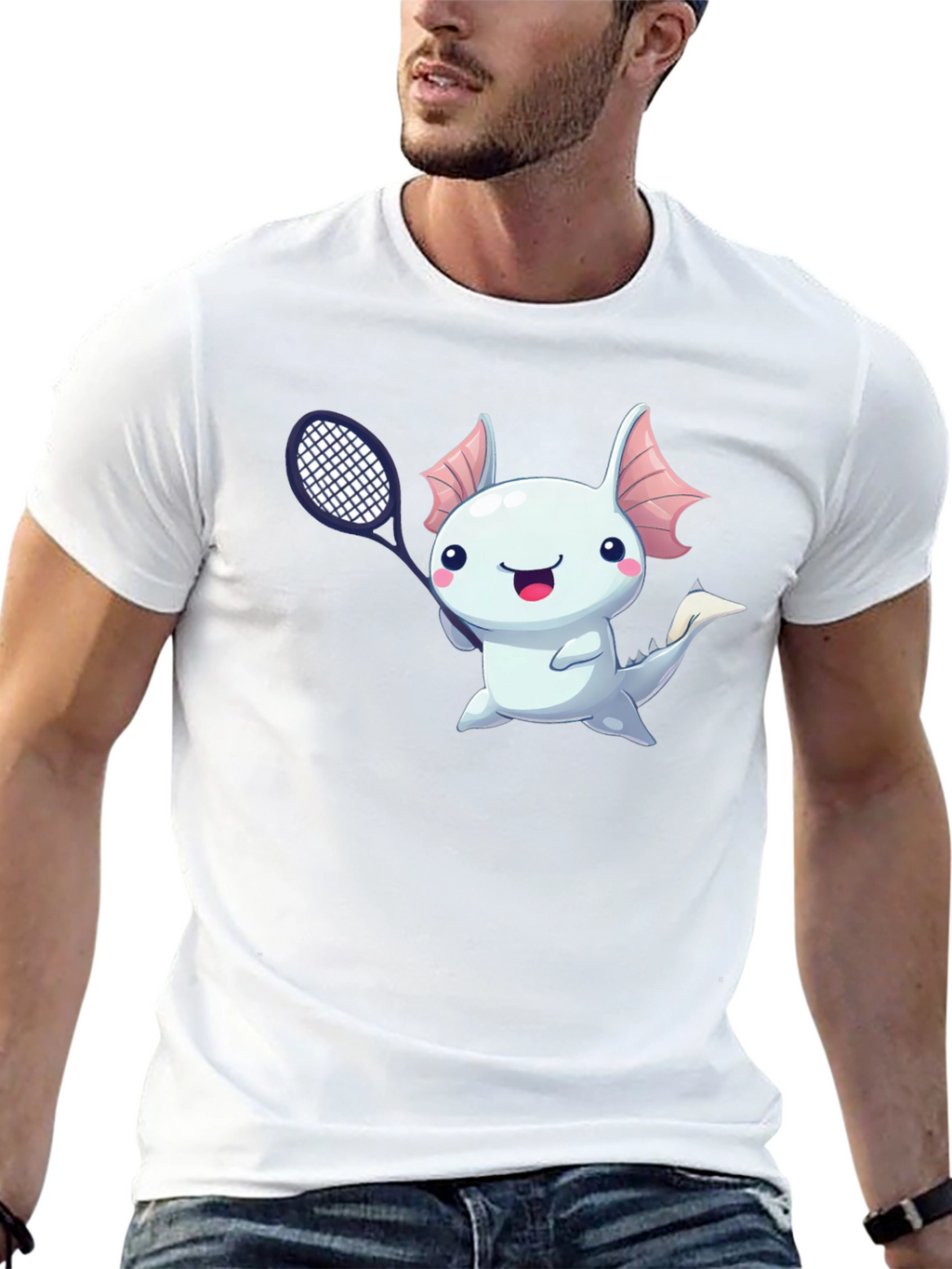 Axolotl Tennis Player Graphic T-Shirt