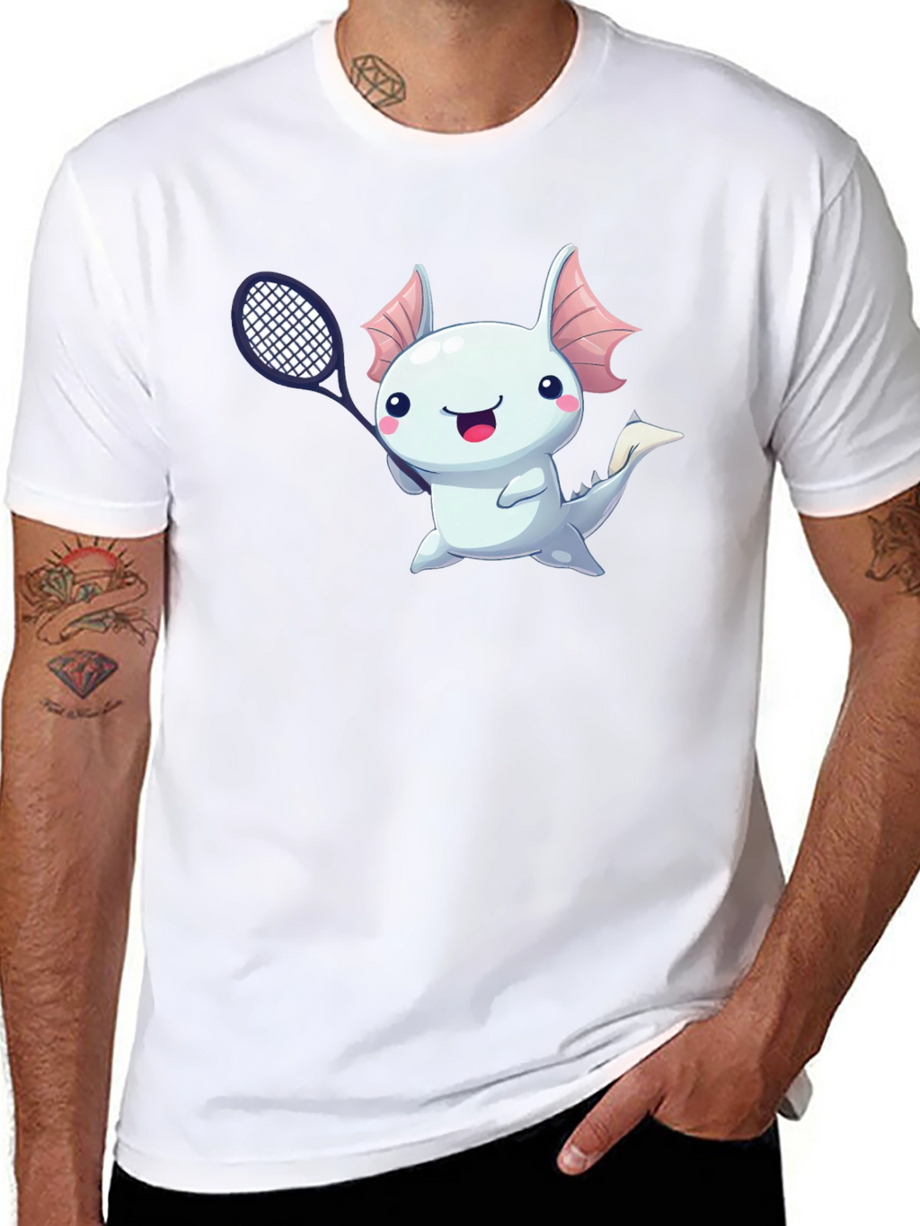 Axolotl Tennis Player Graphic T-Shirt