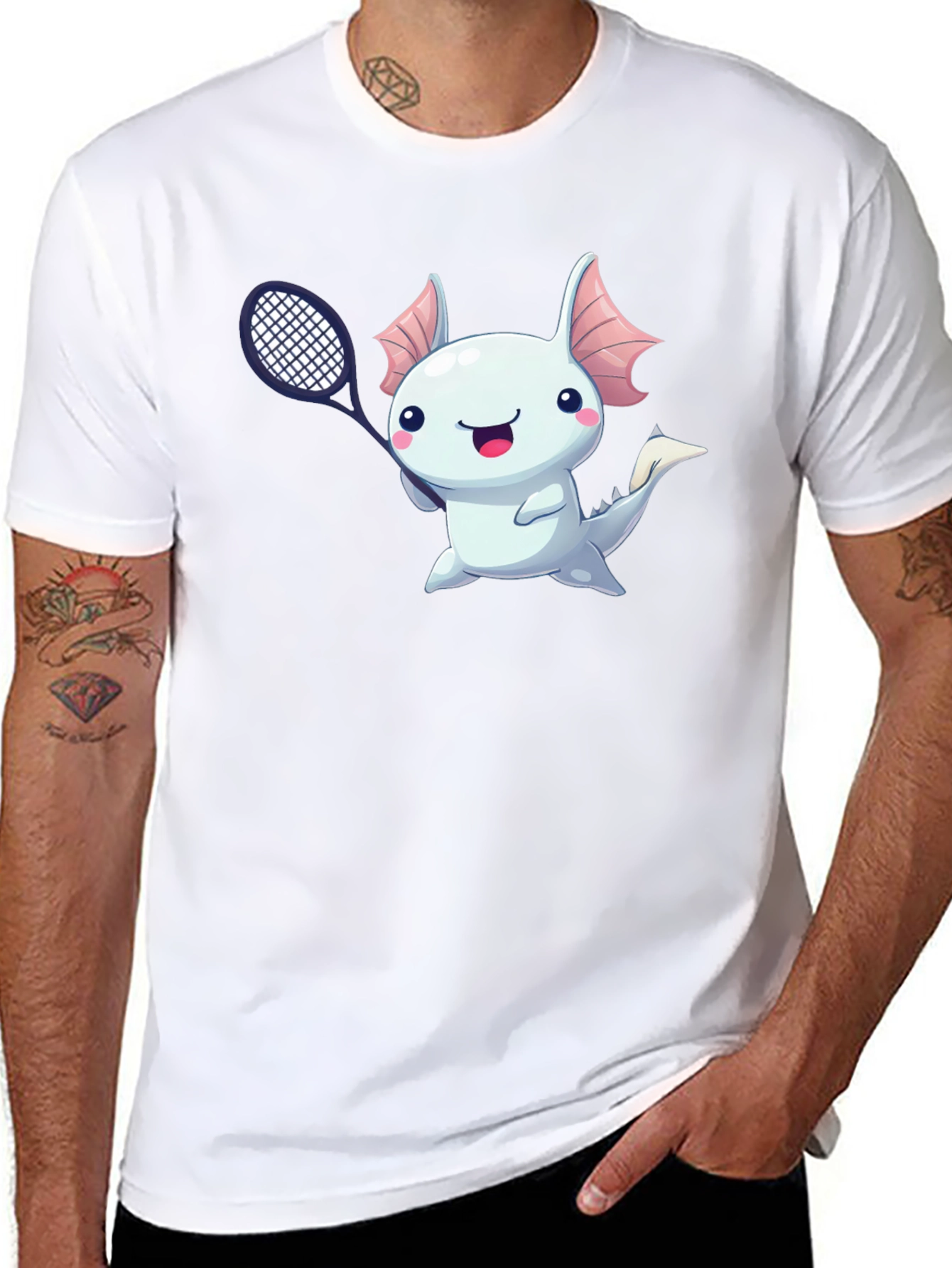 Axolotl Tennis Player Graphic T-Shirt