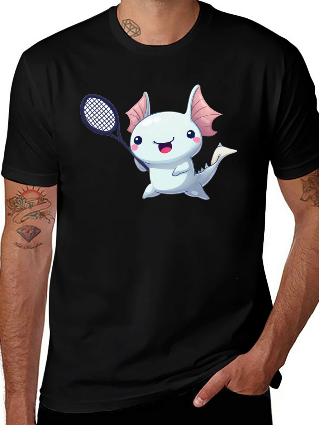 Axolotl Tennis Player Graphic T-Shirt