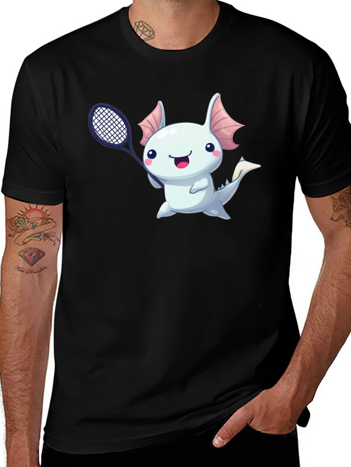 Axolotl Tennis Player Graphic T-Shirt