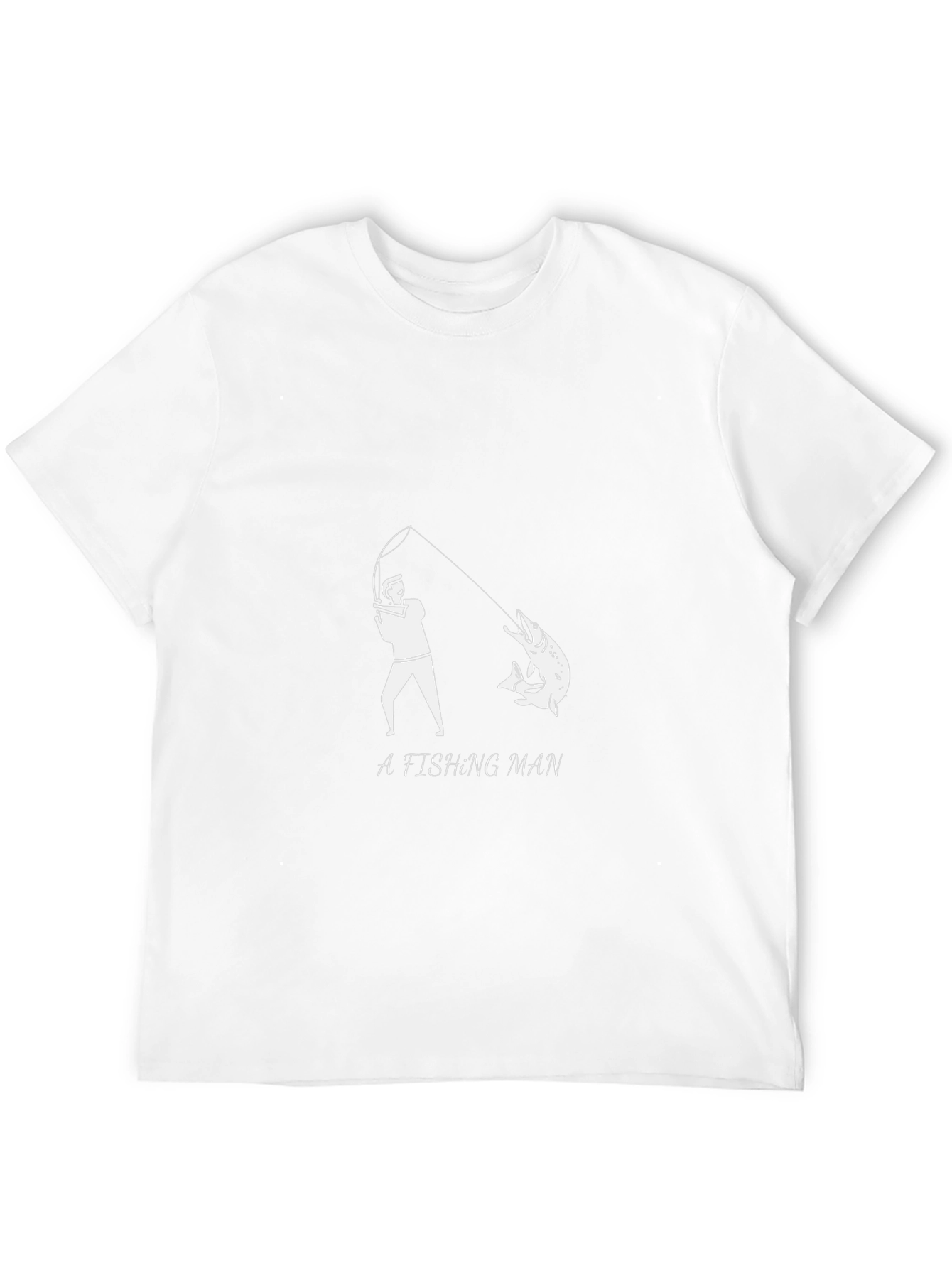 Fishing Man Graphic Tee - Black Cotton
