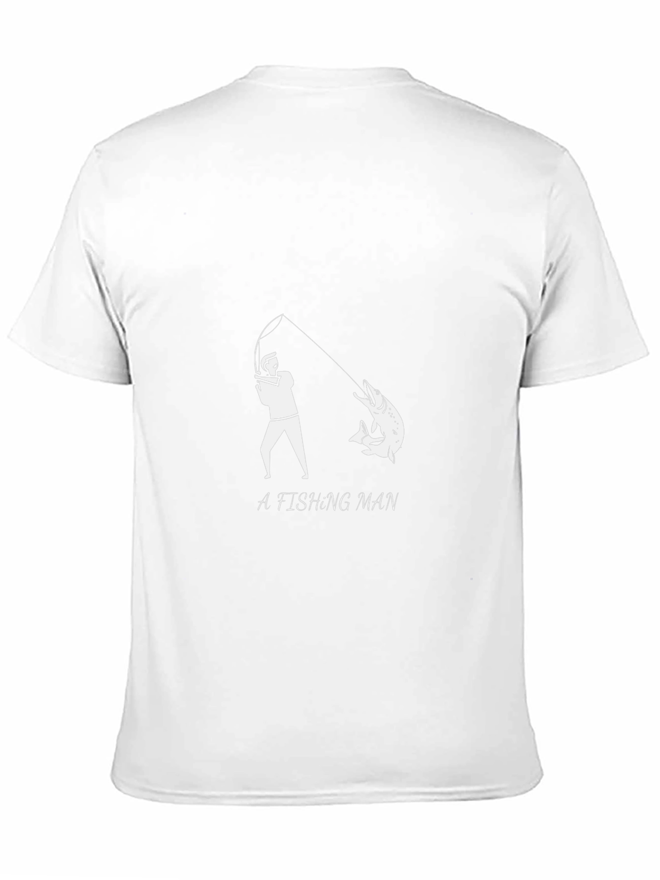 Fishing Man Graphic Tee - Black Cotton