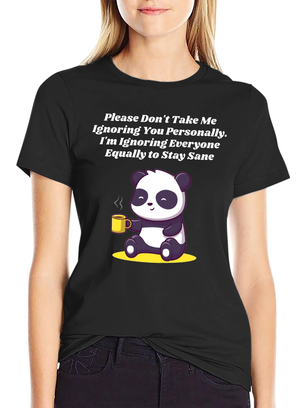 Sarcastic Panda T-Shirt: Ignoring Everyone to Stay Sane!