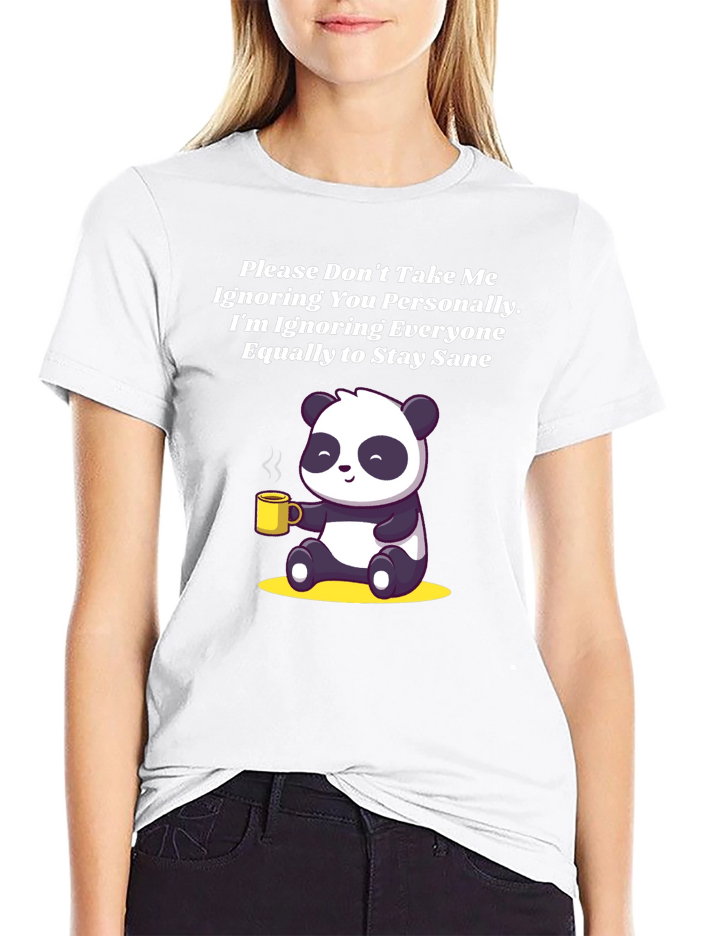 Sarcastic Panda T-Shirt: Ignoring Everyone to Stay Sane!